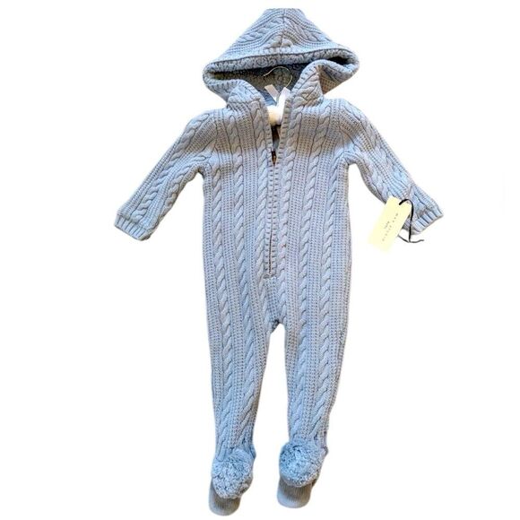 Max Studio Baby Sweater Romper - NWT - Light Blue -3 to 6 months - Picture 1 of 6